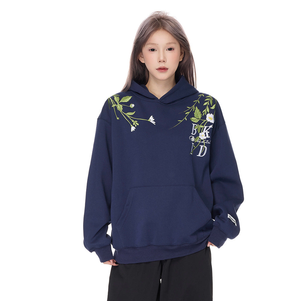 UrbanLaws Günlük Kullanıma Uygun Çiçek İşlemeli Hoodie