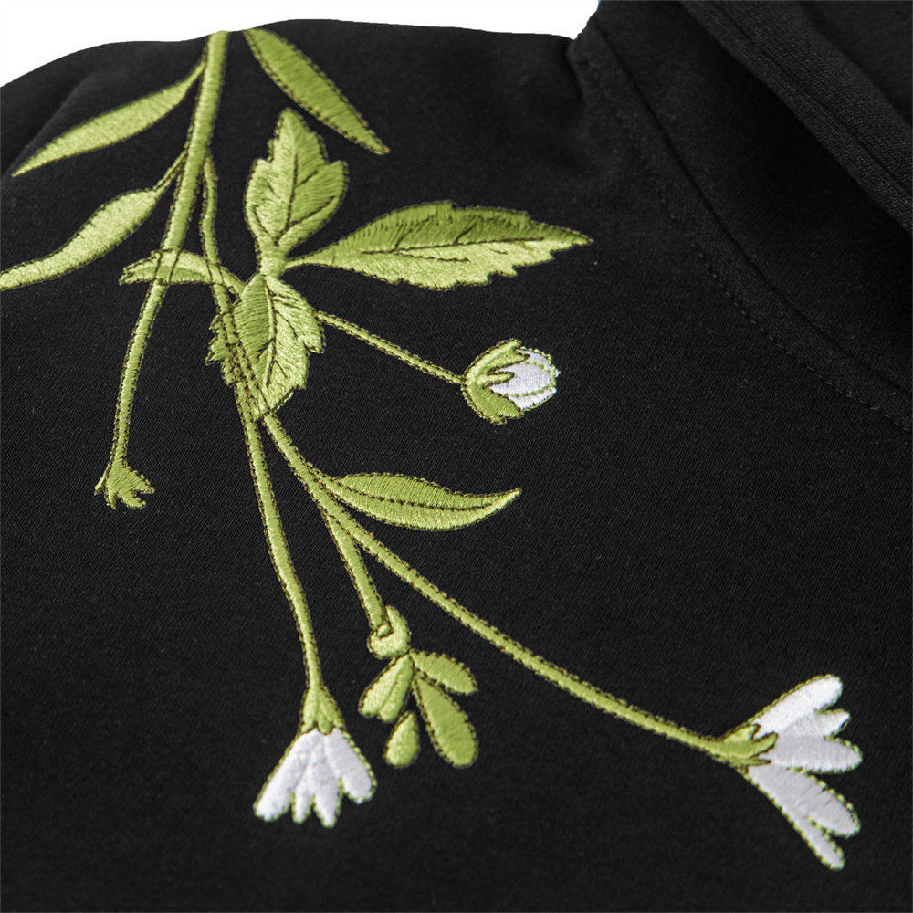 UrbanLaws Günlük Kullanıma Uygun Çiçek İşlemeli Hoodie