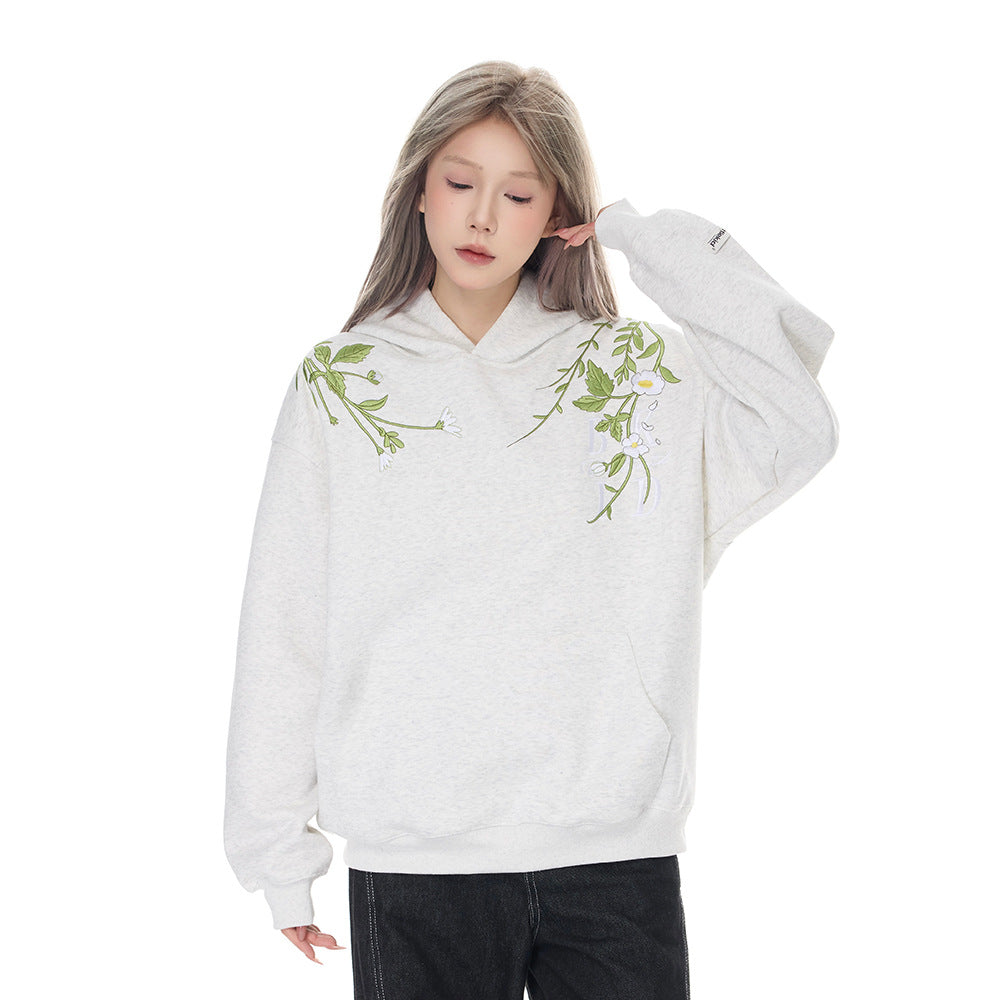 UrbanLaws Günlük Kullanıma Uygun Çiçek İşlemeli Hoodie