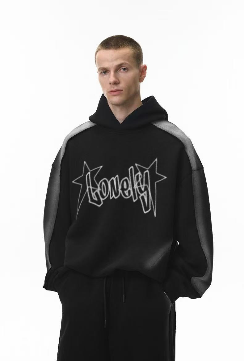 UrbanLaws Oversize Sprey Boya Baskılı Air Layer Hoodie