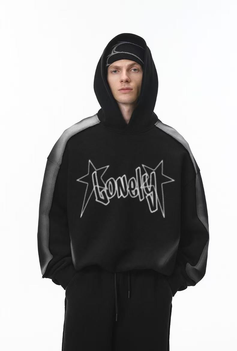 UrbanLaws Oversize Sprey Boya Baskılı Air Layer Hoodie