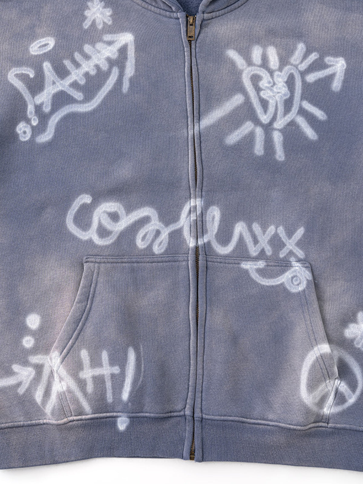 UrbanLaws Sokak Modası Print Zip-Up Oversize Hoodie