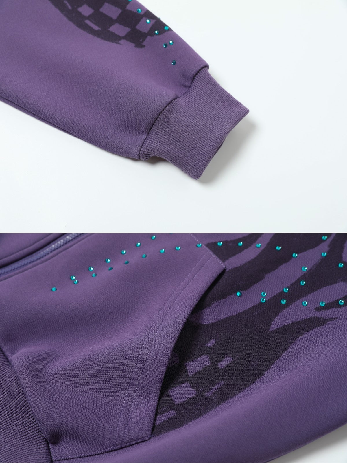 UrbanLaws Oversize Taş Detaylı Fermuarlı Hoodie