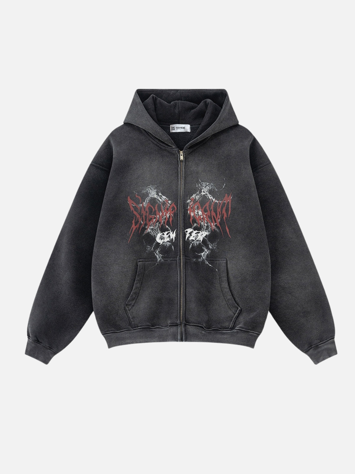UrbanLaws Sokak Modası SINGUS Print Zip-Up Hoodie