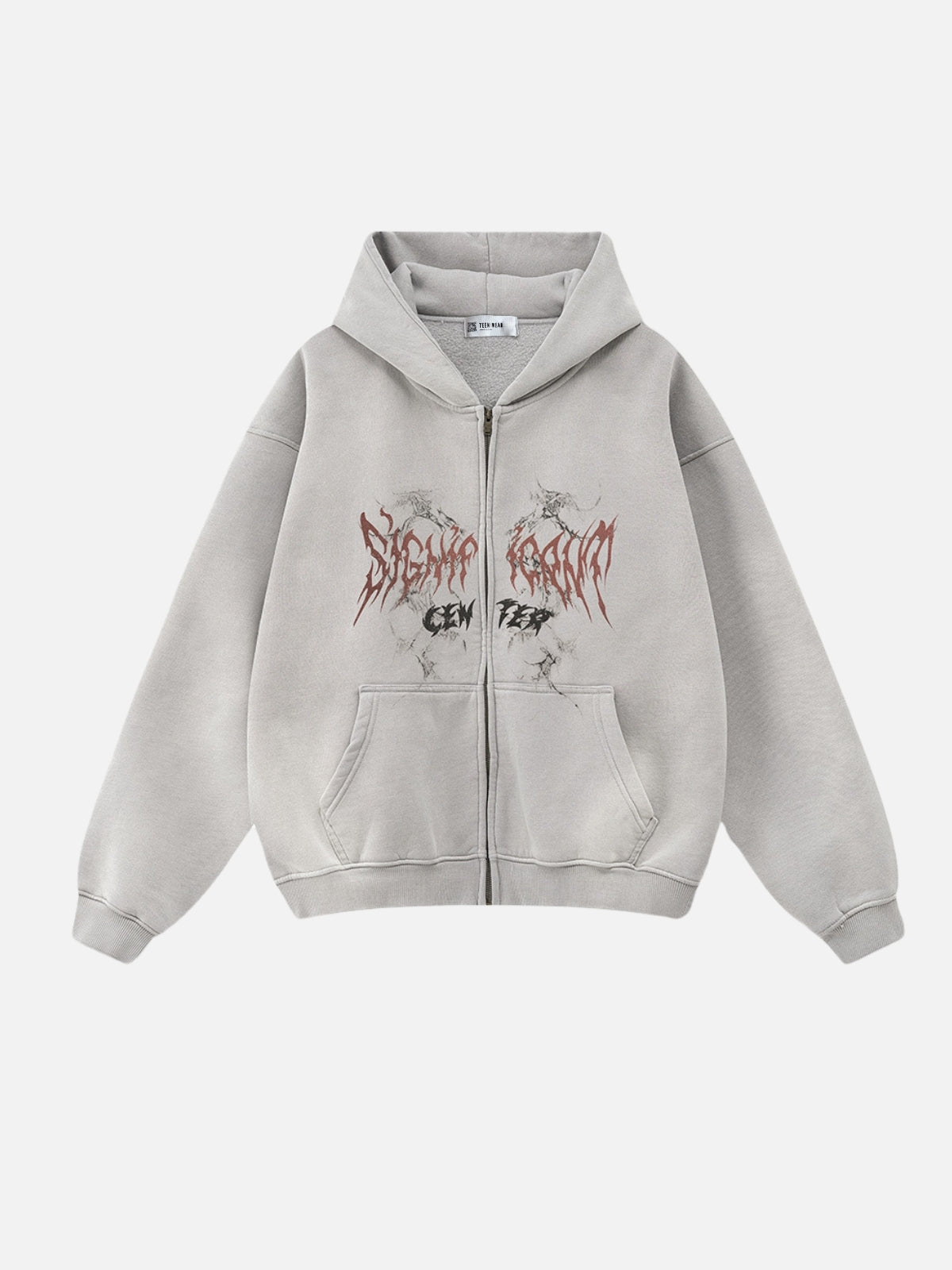 UrbanLaws Sokak Modası SINGUS Print Zip-Up Hoodie