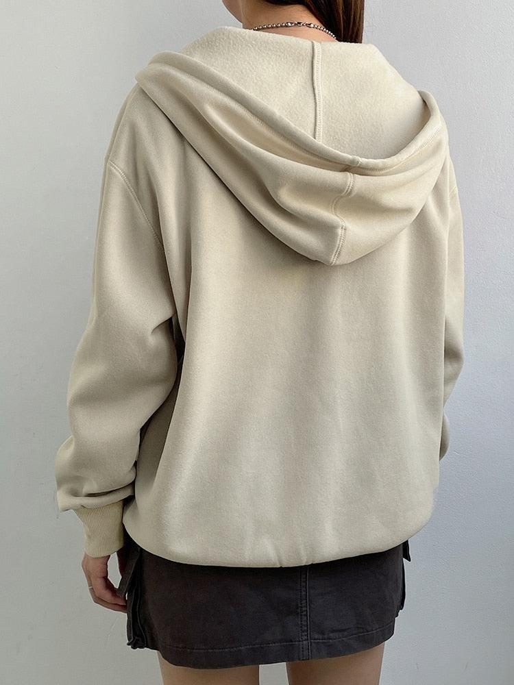 UrbanLaws Fairy Grunge Çiçek Desenli Fermuarlı Hoodie