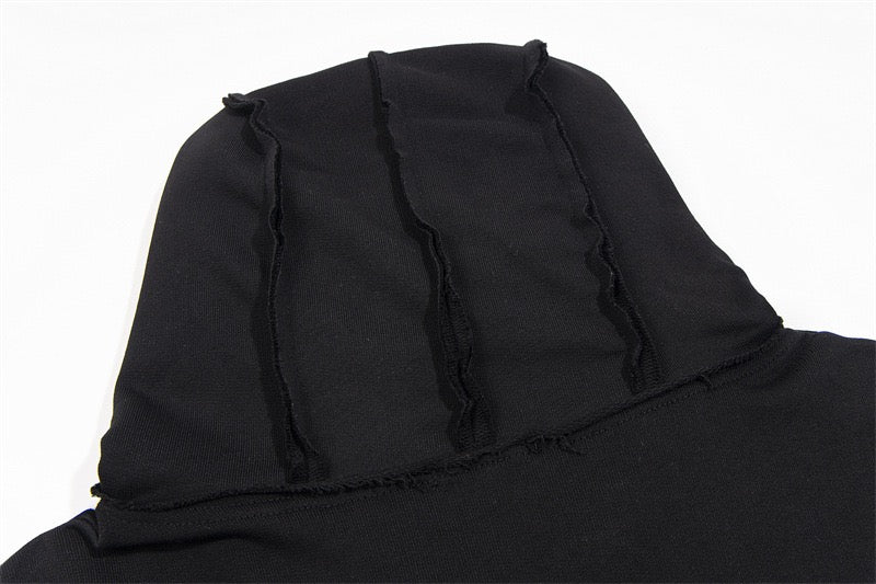 UrbanLaws Siyah Ejderha Zımbalı Fermuarlı Kapüşonlu Sweatshirt