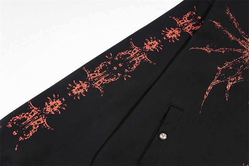 UrbanLaws Siyah Ejderha Zımbalı Fermuarlı Kapüşonlu Sweatshirt