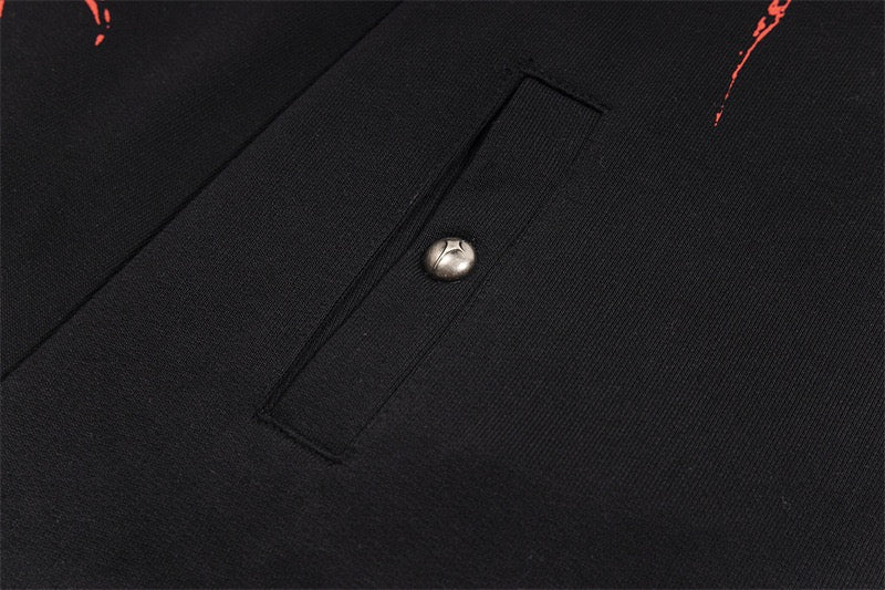 UrbanLaws Siyah Ejderha Zımbalı Fermuarlı Kapüşonlu Sweatshirt