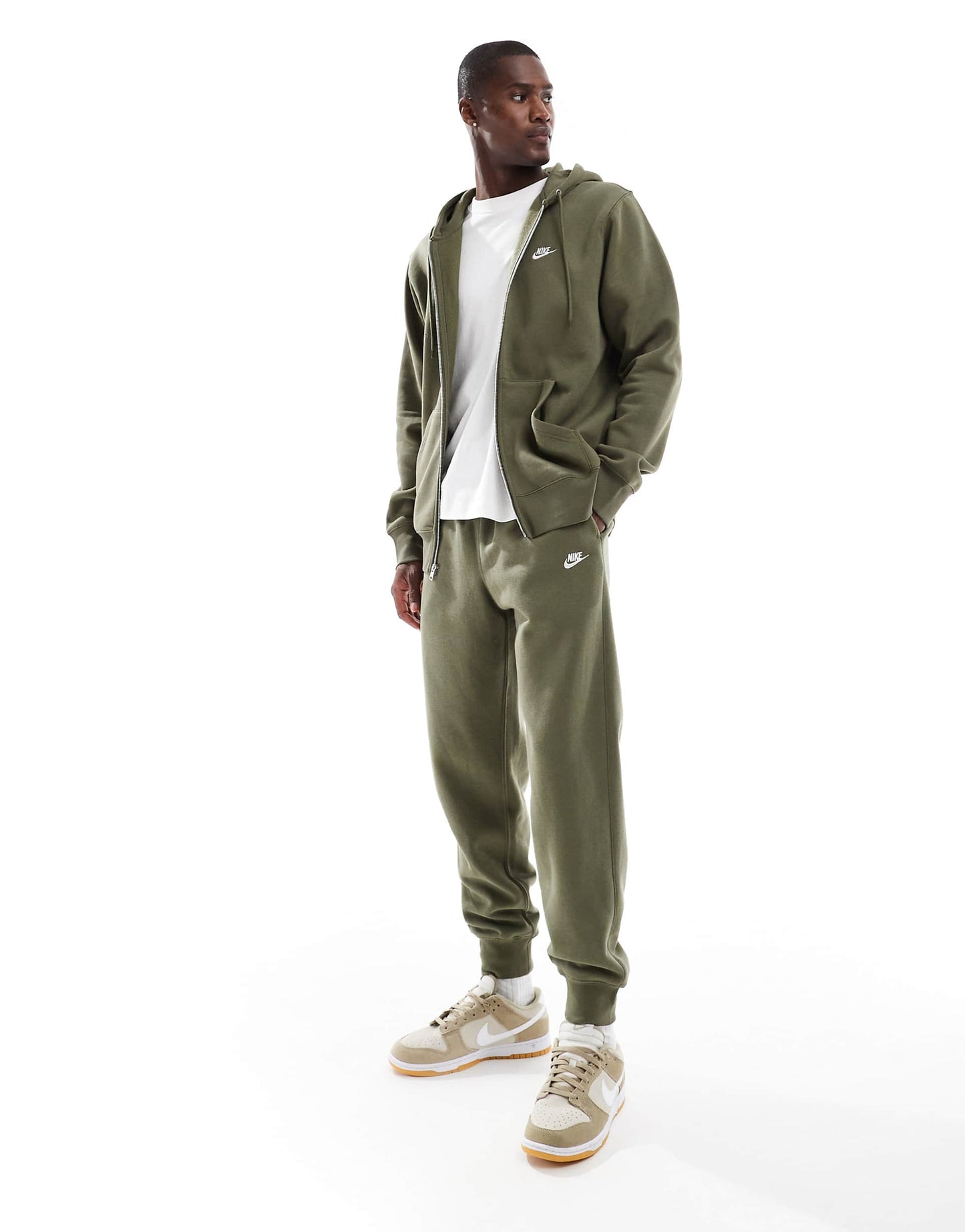 Nike Club Fleece Full-Zip Hoodie Kapüşonlu Haki