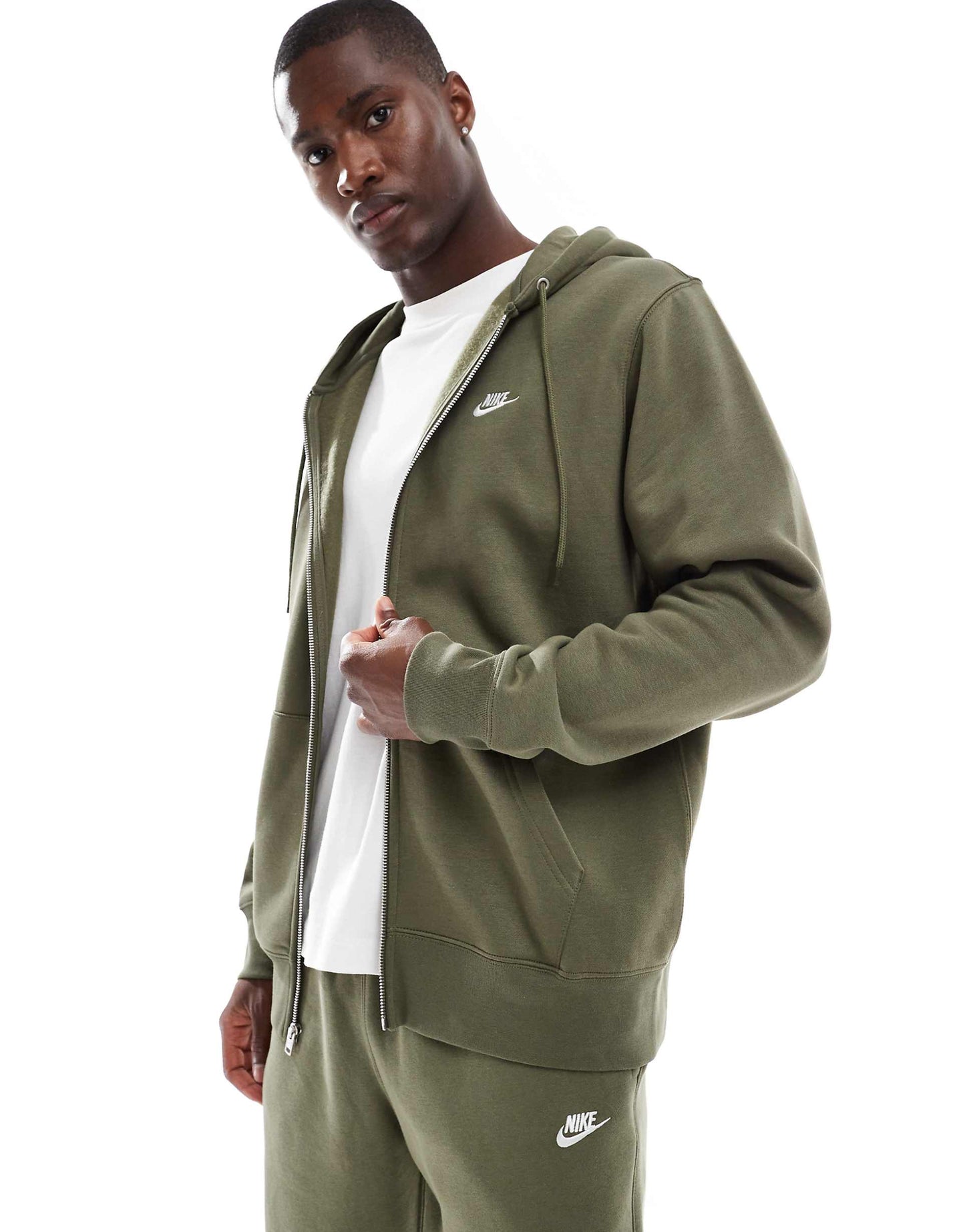 Nike Club Fleece Full-Zip Hoodie Kapüşonlu Haki