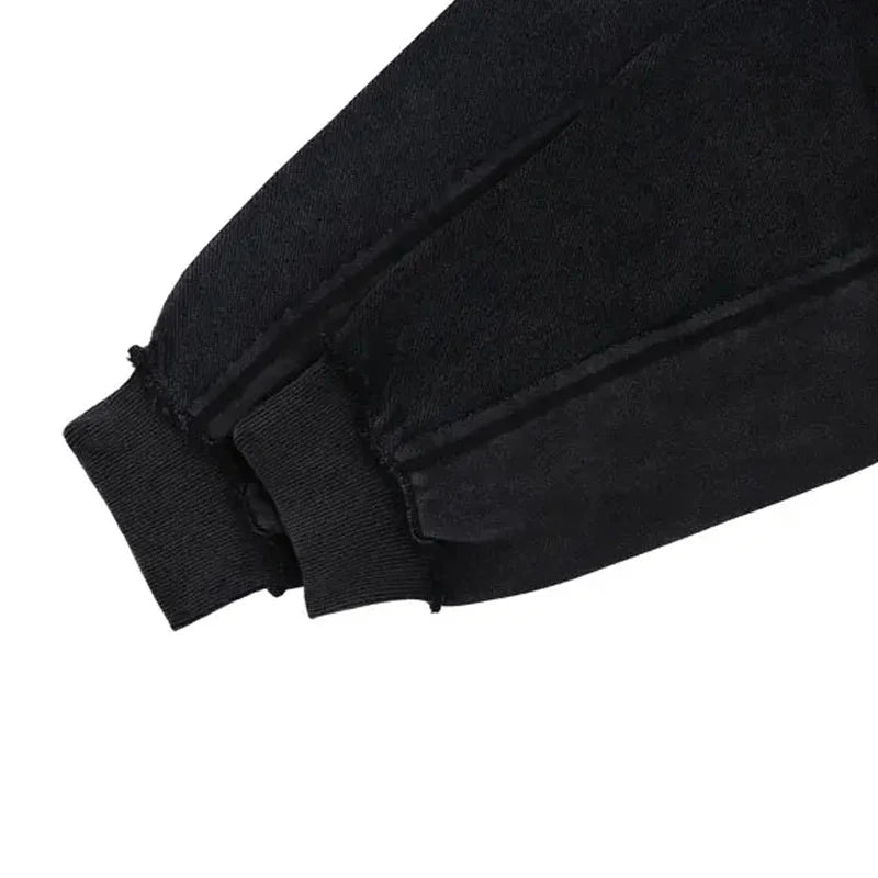 Hip-Hop Tarzı Splicing Retro Kapüşonlu Sweatshirt