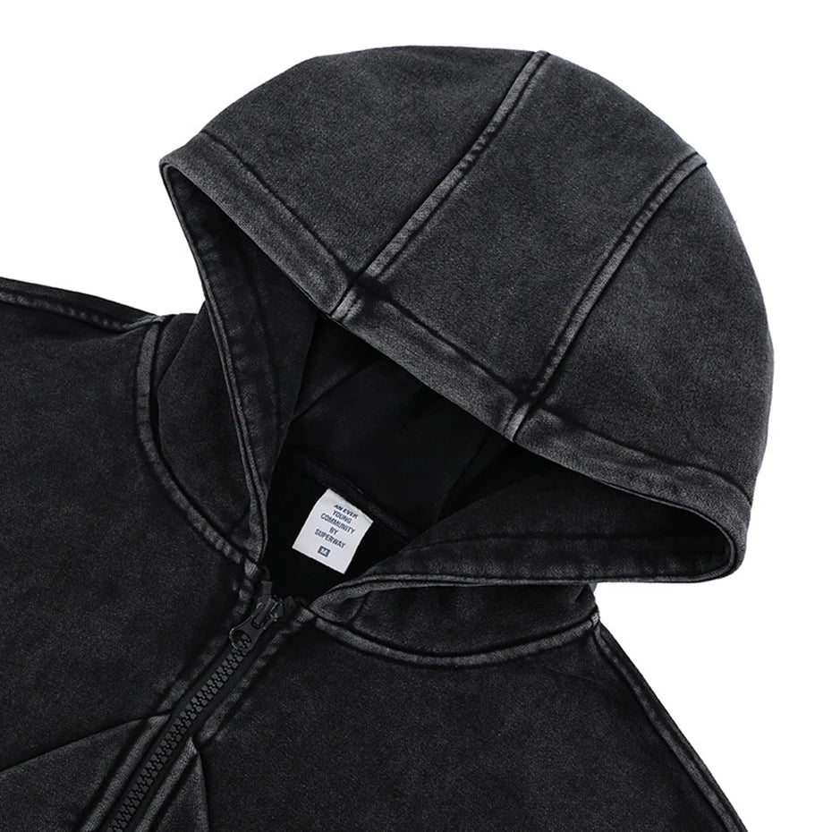 UrbanLaws Retro Siyah Oversize Hoodie