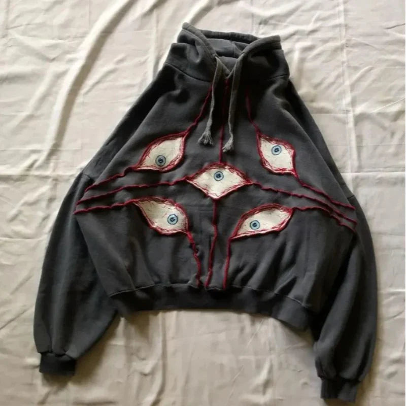 Y2K Hip-Hop Baskılı Kapüşonlu Hoodie