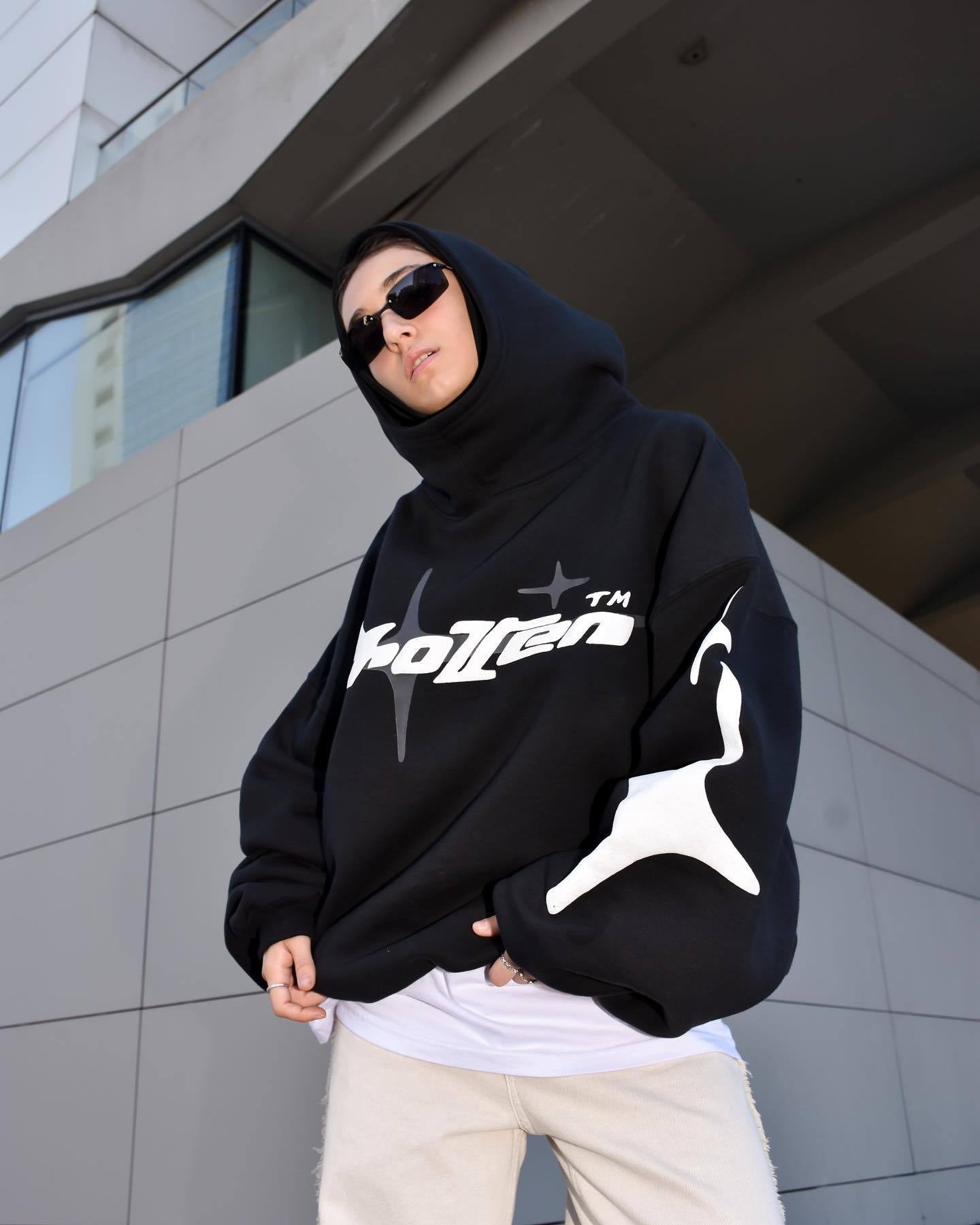 Y2K Galactic Flux Kapüşonlu Sweatshirt