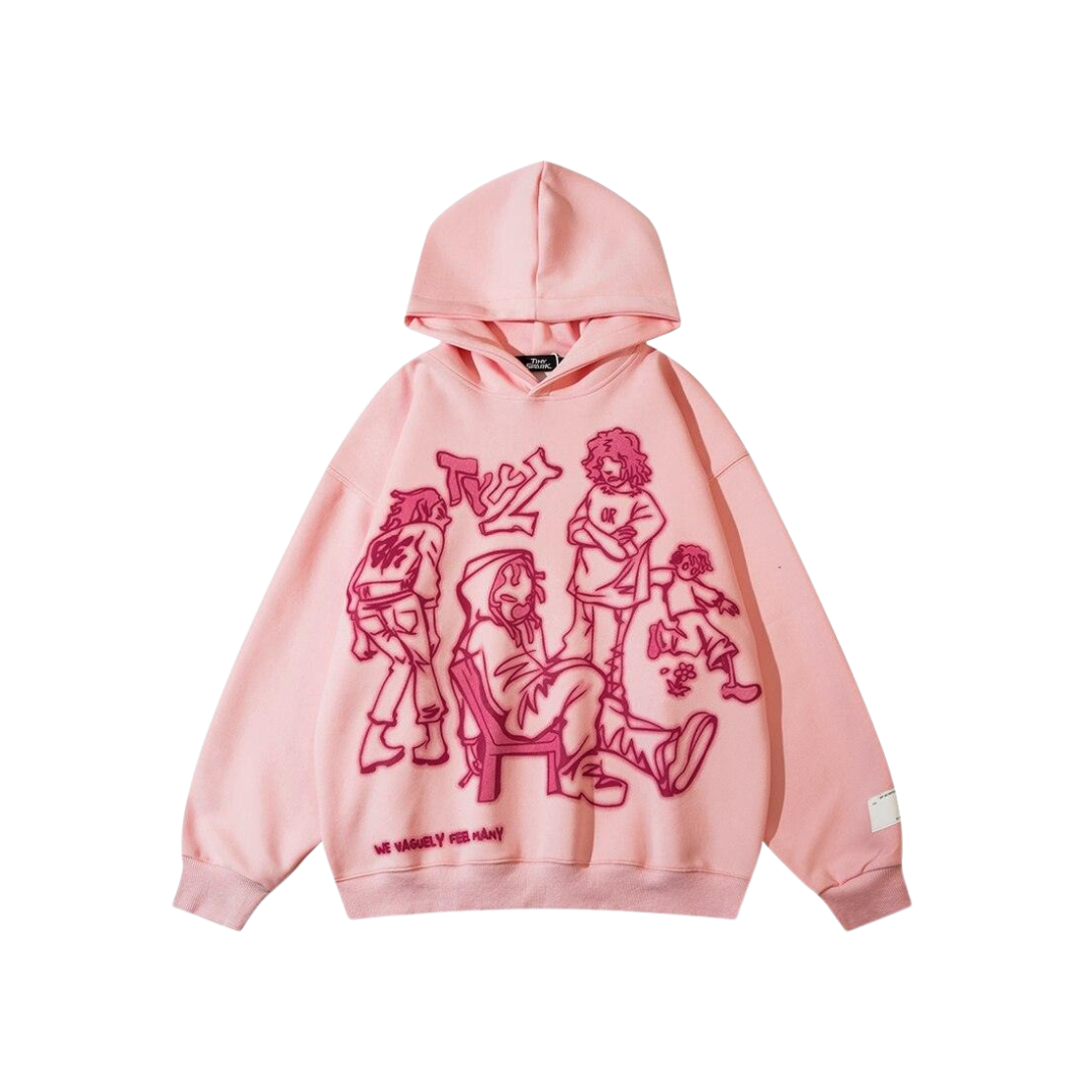 Pembe Kapşonlu Kazak Harajuku