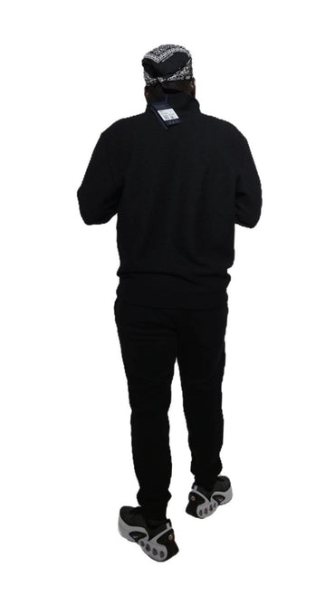 Prada Steel Mesh Fabric Half Zip Sweatshirt Siyah