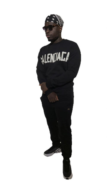 Balenciaga Front Back Print Sweatshirt Siyah